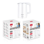 S013 家用不锈钢电热水壶 White Stainless Steel Electric Kettle, 2.5L, 1500W, 75CM Cord, 24-Hour Constant Temperature Keeping, Automatic Power-Off Protection, Anti-Dry-Burning, 304 Stainless Steel + ABS Shell, 220-240V 50/60Hz