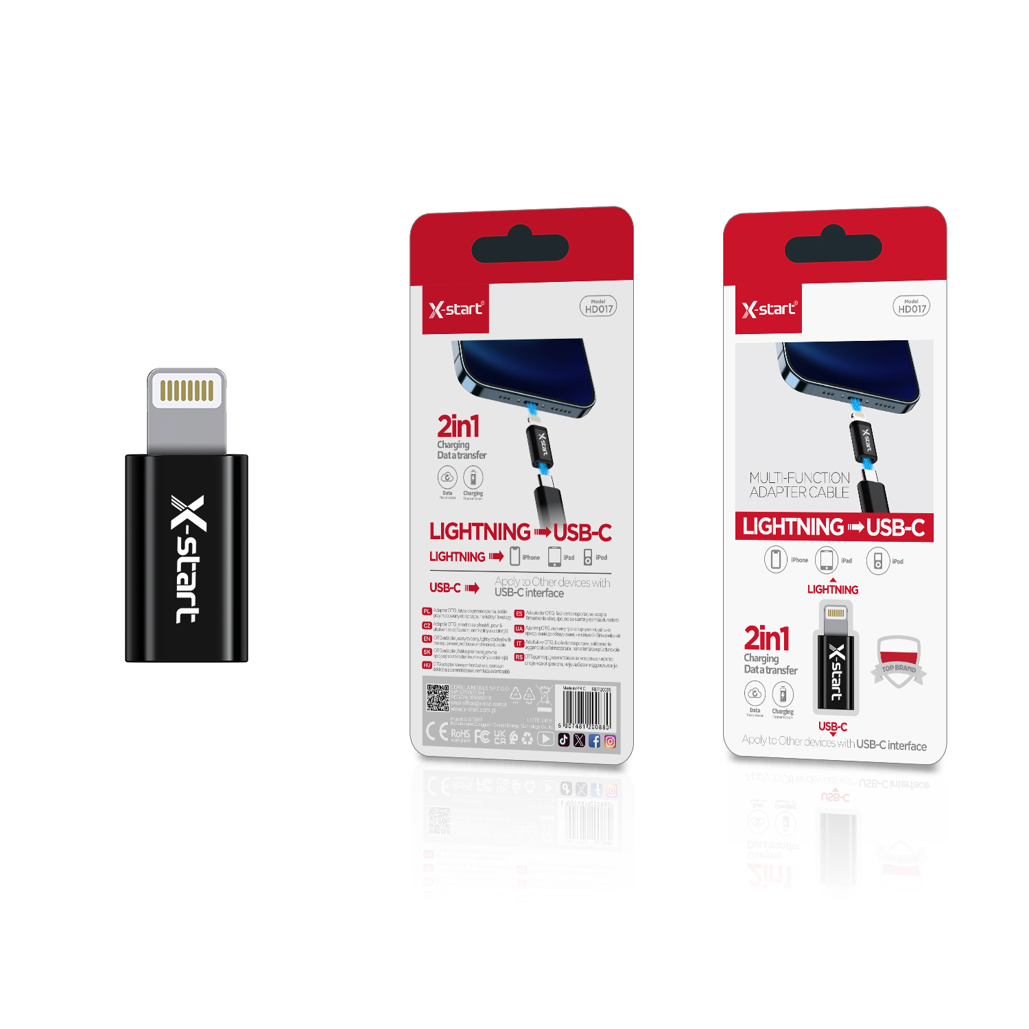 20088 HD017 转接器 Black USB Adapter - Lightning to USB-C, USB 3.0 Supports Charging and Data Transfer, Alloy Casing - Image 1