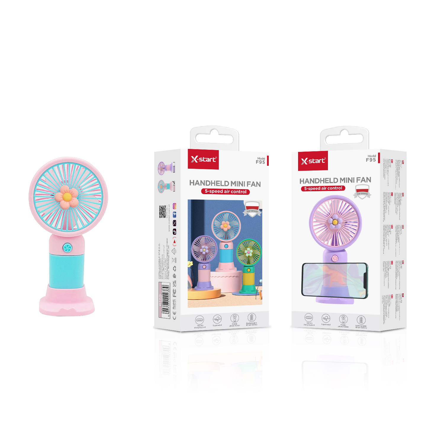 20238 F95 迷你手持小风扇Pink Portable Mini Handheld Fan 2W DC5V Micro 5-speed Wind Control ABS Shell - Image 1