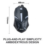 YPX-041 五彩有线鼠标Black Wired Mouse with Colorful Illumination, 1.5M Cable, USB 2.0 Interface, Colorful Illumination, Four-way Scroll Wheel, Flexible Mouse Movement, Comfortable Feel, ABS Material, 3 Buttons, Product Dimensions: 125*70*40mm - Image 5