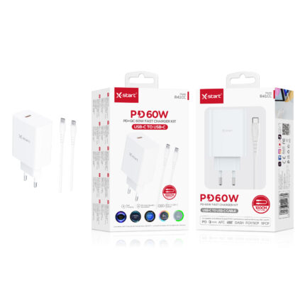 R41CC 快速充电套装White 60W EU Fast Charging Kit, 1M Cable, Single USB-C with (USB-C to USB-C) Cable, PC Fire-Resistant Case