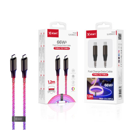SJX310CC RGB氛围快充数据线Gradient Color 66W RGB Ambient Fast Charging Data Cable 1.2M RGB Color USB-C to USB-C PC Outer Sheath